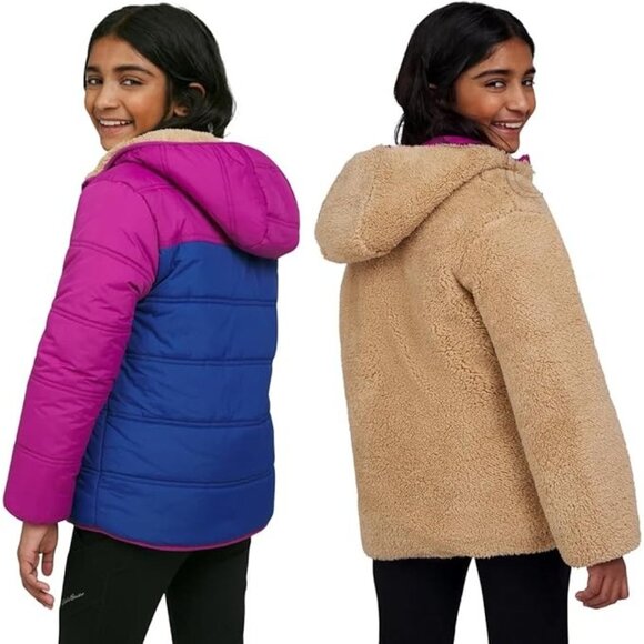 Eddie Bauer Kids Reversible Plush Hoodie Jacket, Size L (14/16), New - Picture 3 of 7